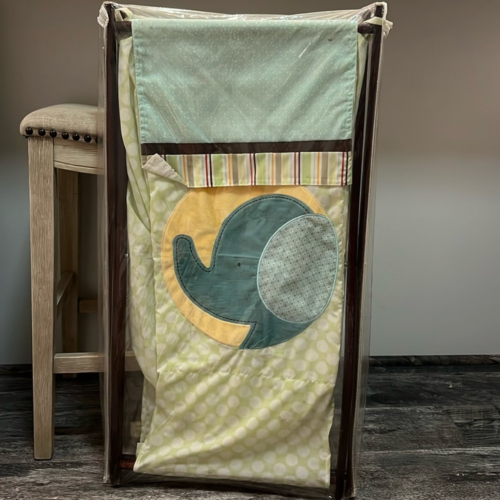 Carters elephant collection clothes/toy hamper new green elephant 32.5”…